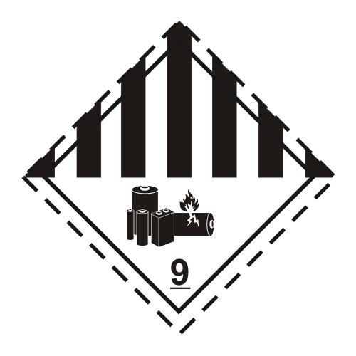 GHS Klasse 9A Aufkleber, Untergruppe A, für Batterien und Akkus